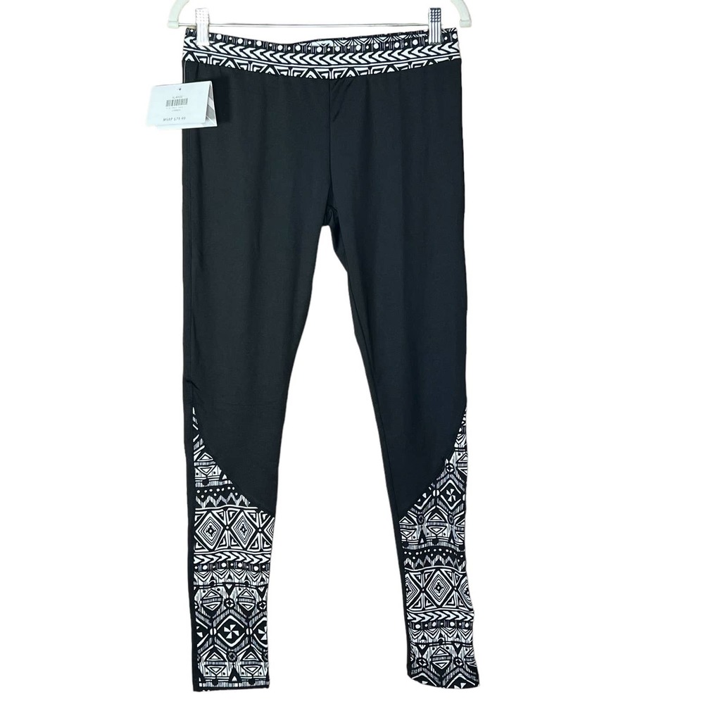 S2Sportswear Black & White Women’s Leggings with Abstract Print XL NWT